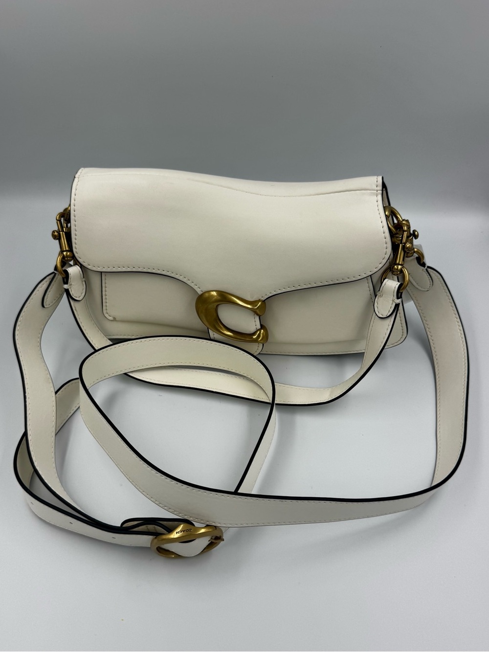 Coach Tabby Shoulder Bag 26 Chalk White Leather Gold Hardware - Picture 4 of 12